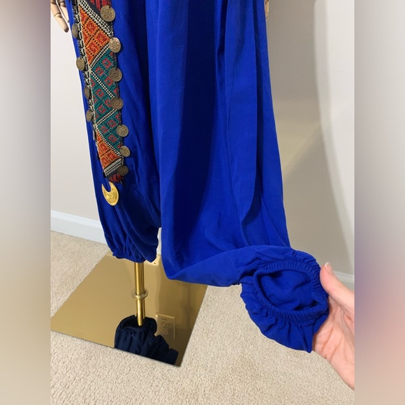 Royal Blue Triangles Hobo Tatreez Sherwal Baggy Pants - Picture 12 of 17